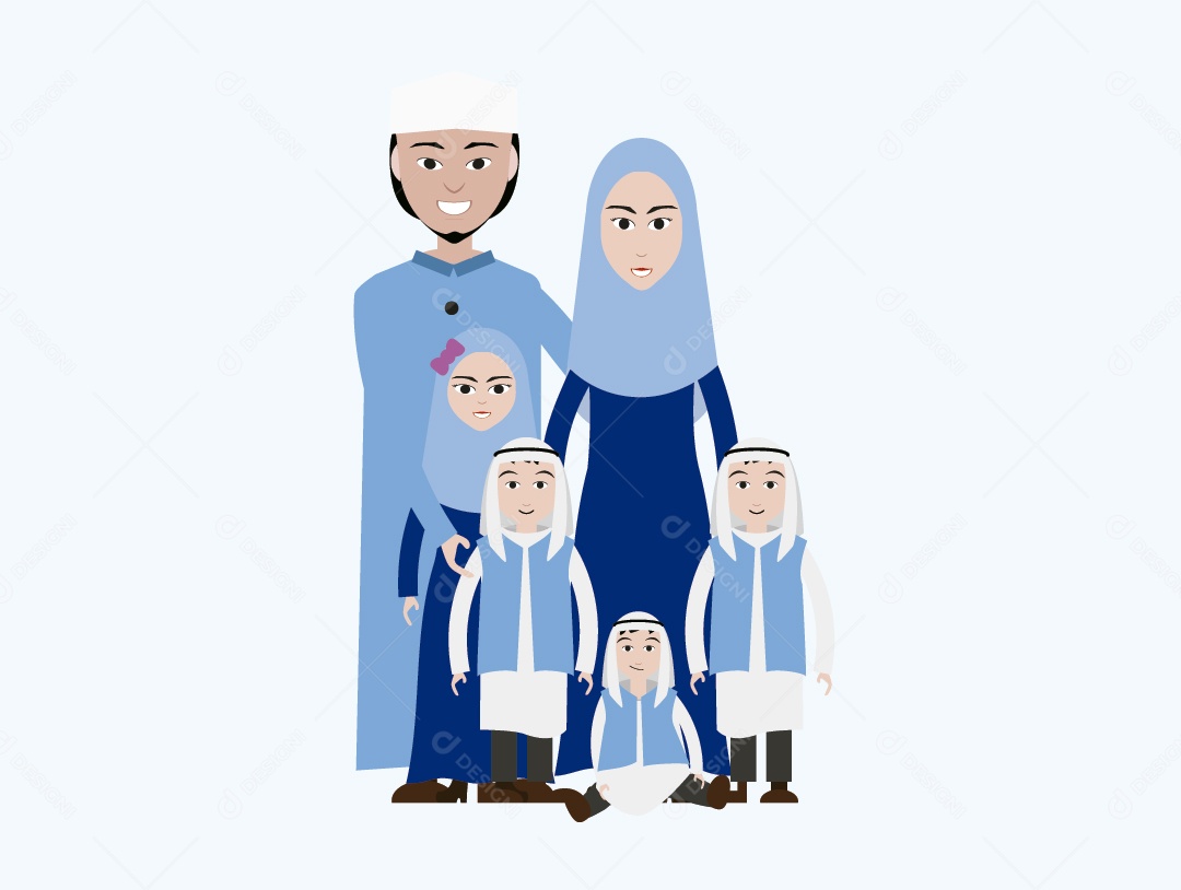 Família Mulçumana Ilustração Vetor EPS