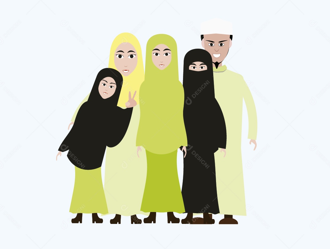 Família Islâmica Ilustração Vetor EPS