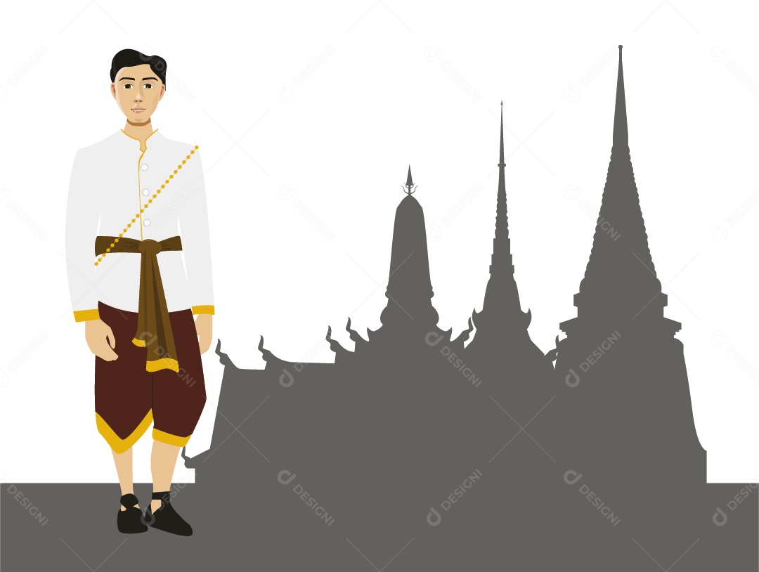 Jovem Com Roupas da Tailândia Ilustração Vetor EPS