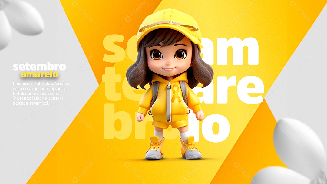 Banner Setembro Amarelo Mês De Prevenção Ao Suicídio Estamos Aqui para Apoiar Social Media PSD Editável