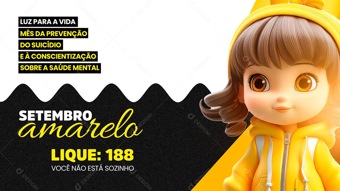 Banner Setembro Amarelo Luz para a Vida Mês da Prevenção do Suicídio Social Media PSD Editável
