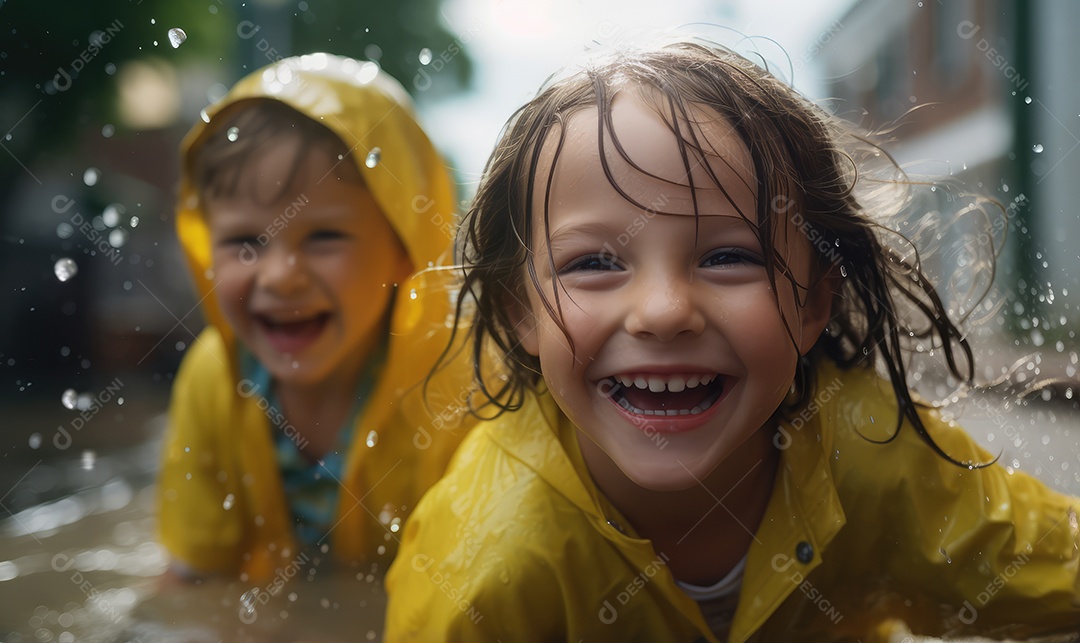 Imagem realista de crianças sobre parque