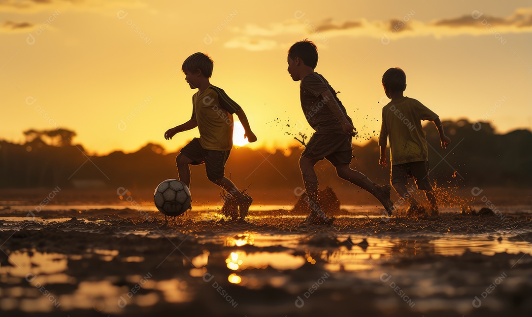Imagem realista de crianças sobre parque