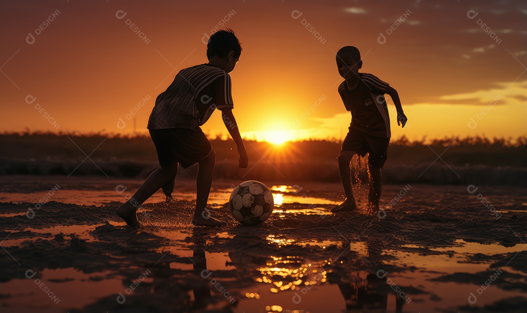 Imagem realista de crianças sobre parque