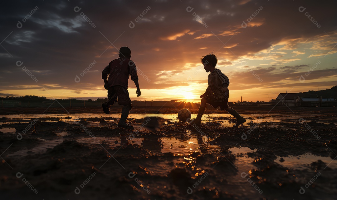 Imagem realista de crianças sobre parque