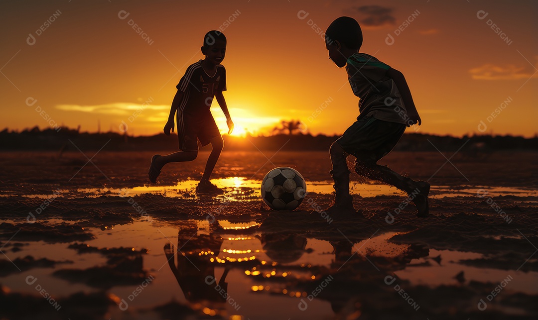 Imagem realista de crianças sobre parque