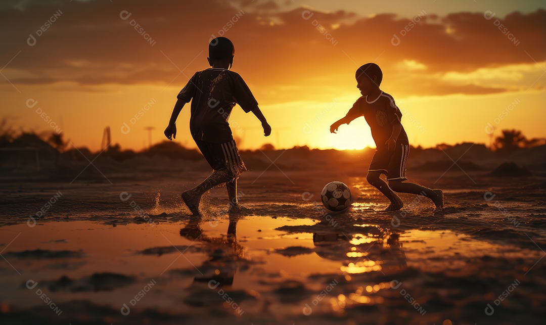 Imagem realista de crianças sobre parque