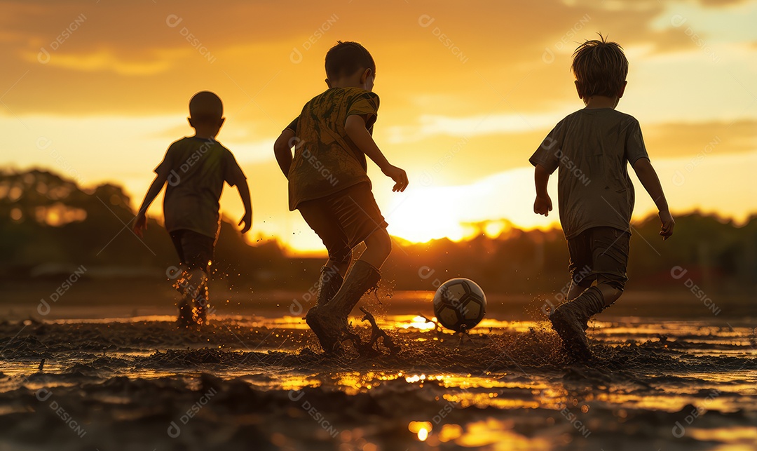 Imagem realista de crianças sobre parque