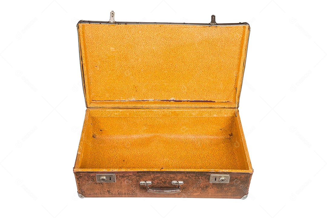 Mala marrom de fibra soviética isoladas em fundo branco.