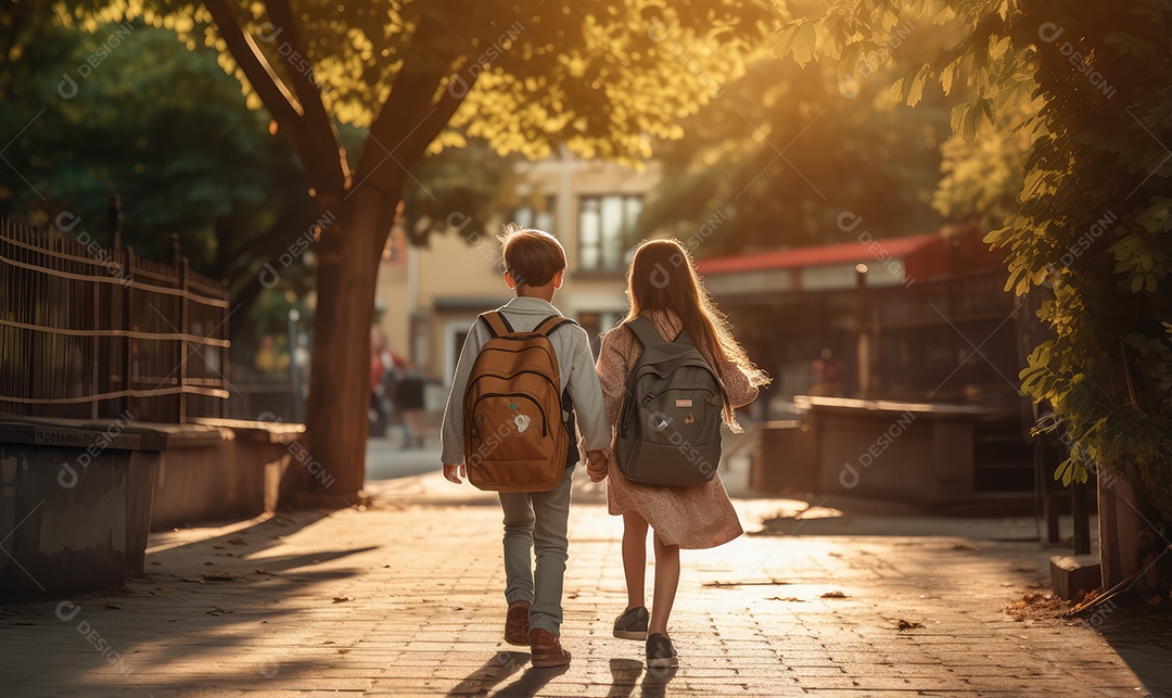 Imagem realista de crianças sobre parque
