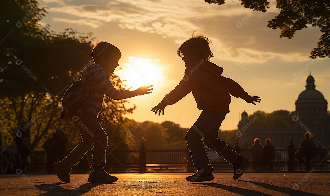 Imagem realista de crianças sobre parque