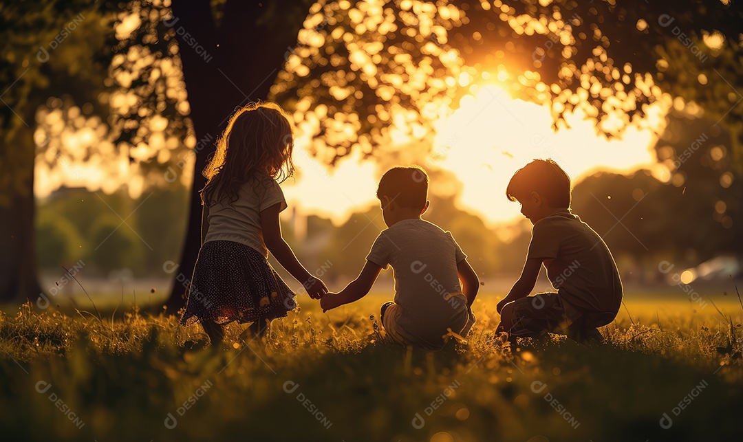 Imagem realista de crianças sobre parque