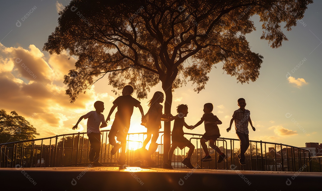 Imagem realista de crianças sobre parque