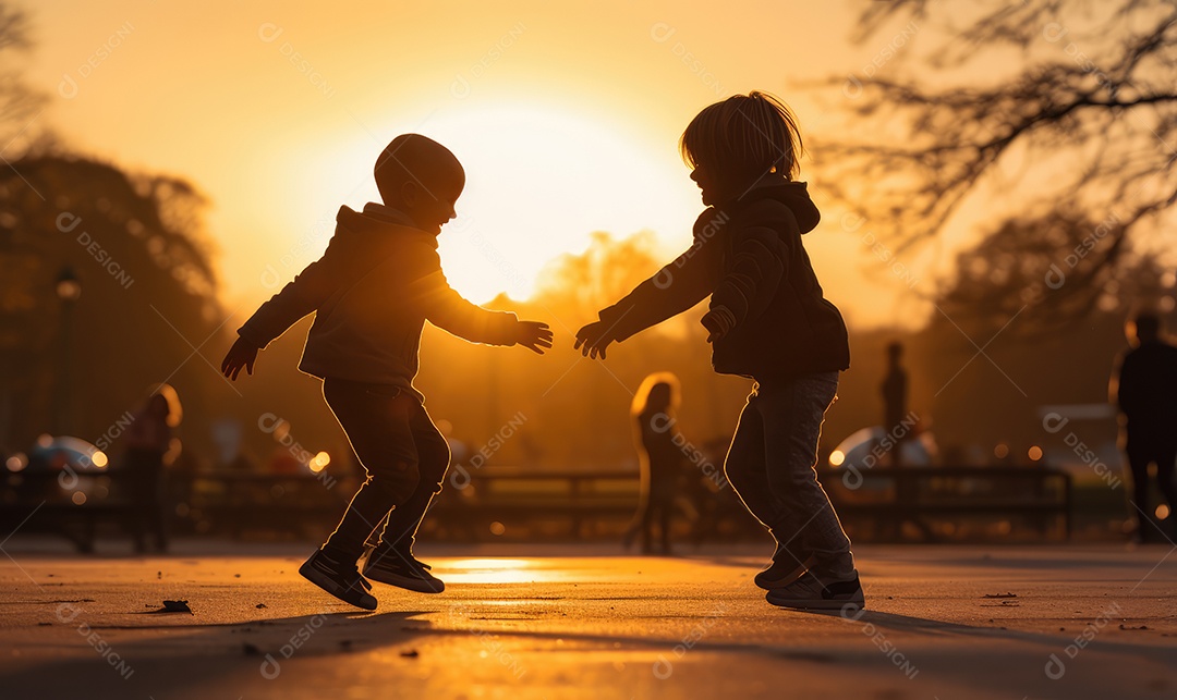 Imagem realista de crianças sobre parque