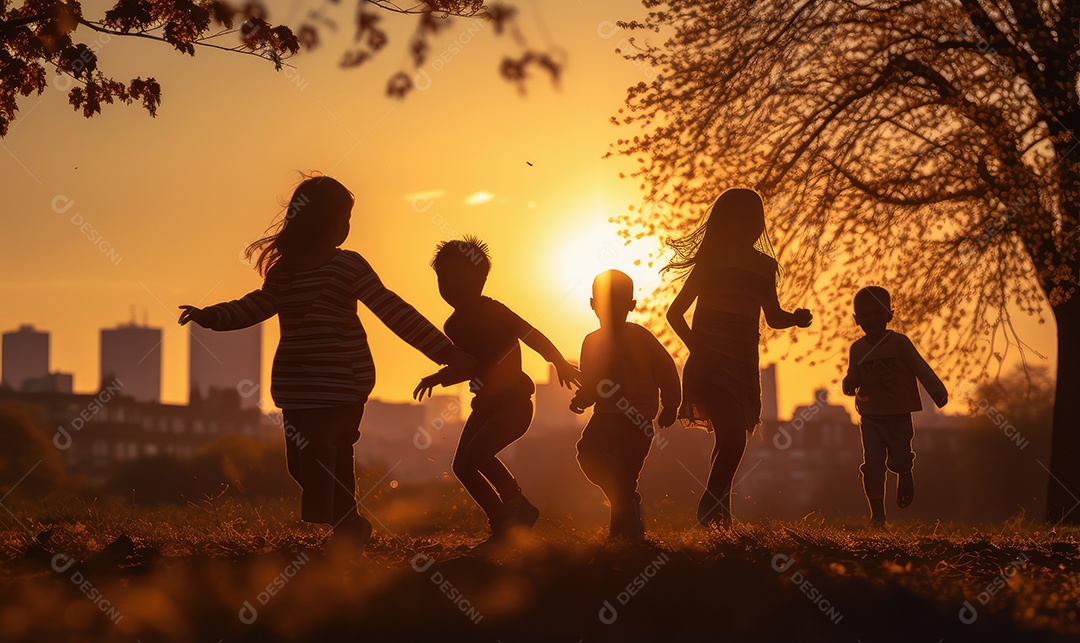 Imagem realista de crianças sobre parque