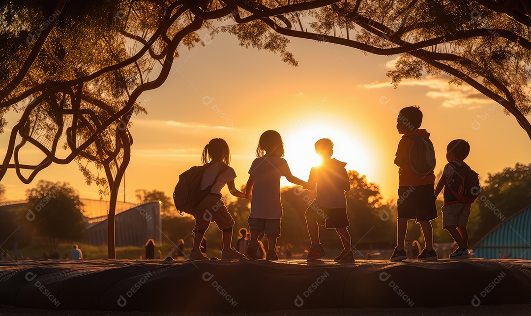 Imagem realista de crianças sobre parque