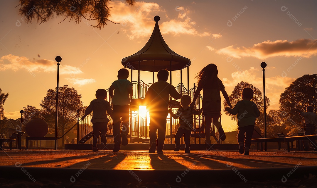 Imagem realista de crianças sobre parque