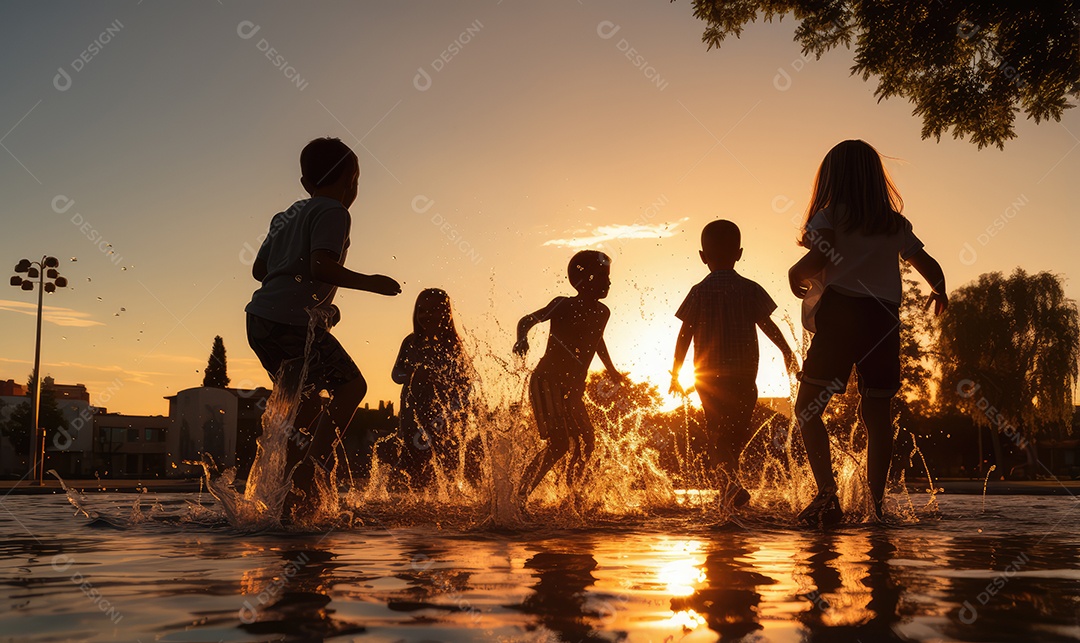 Imagem realista de crianças sobre parque