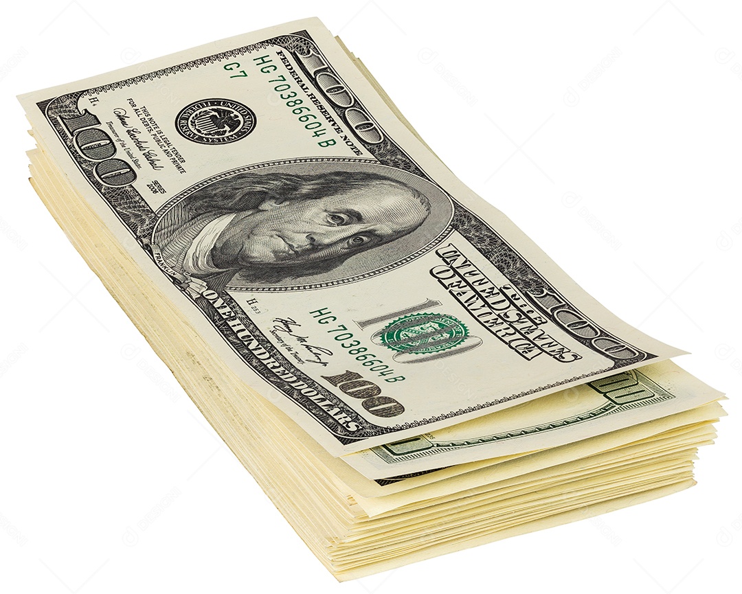 Pequena pilha de notas de cem dólares americanos
