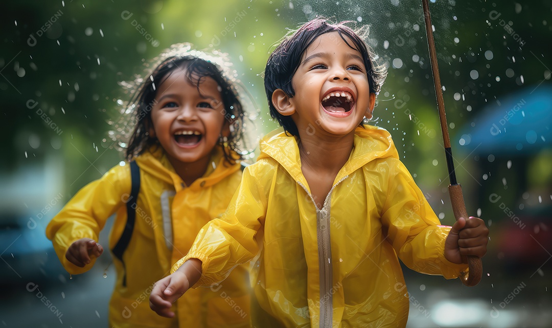Imagem realista de crianças sobre parque