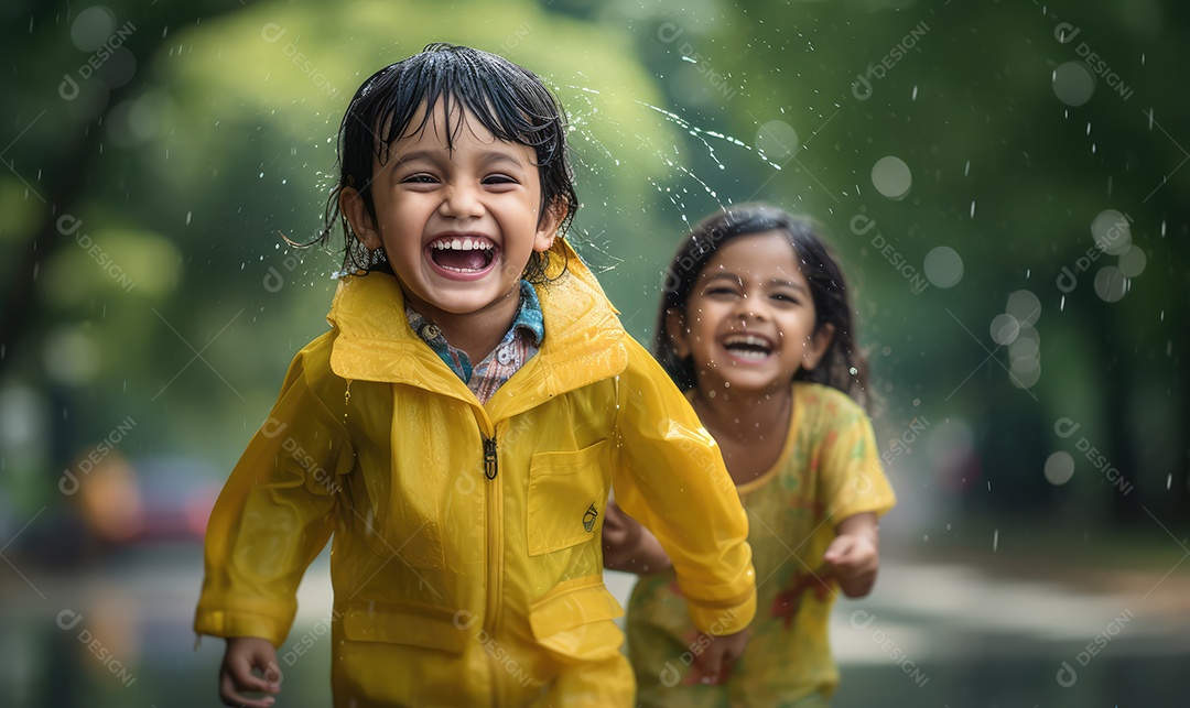Imagem realista de crianças sobre parque