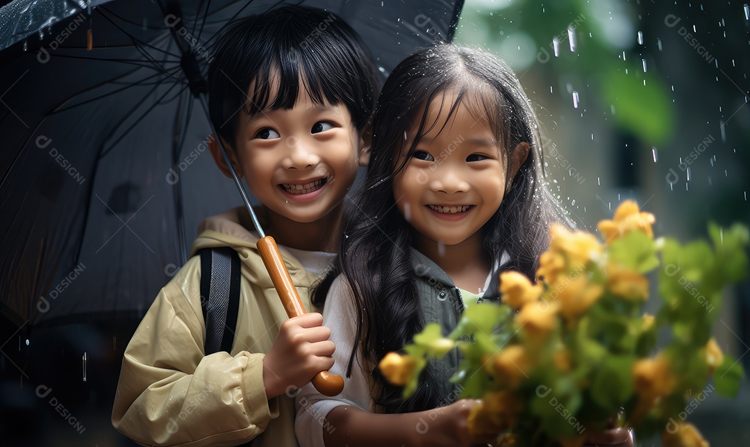 Imagem realista de crianças felizes