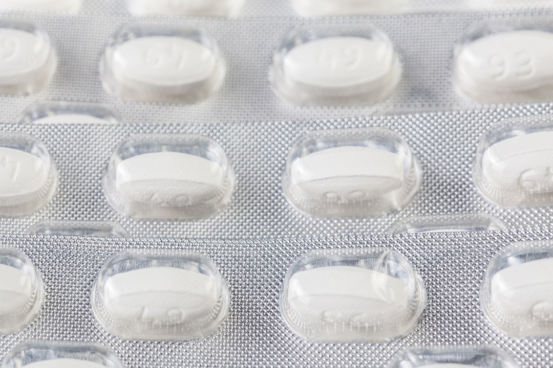 Cartela de comprimidos branco juntas