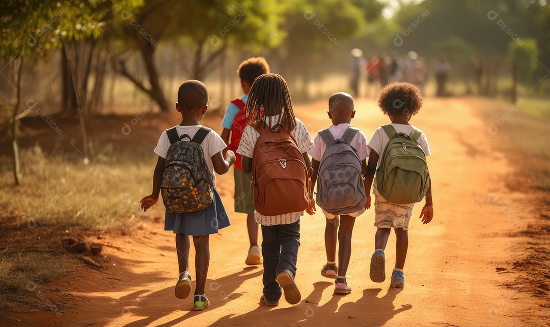 Crianças sorridentes e felizes se divertindo e brincando em uma tarde ensolarada comemorando o Dia das Crianças