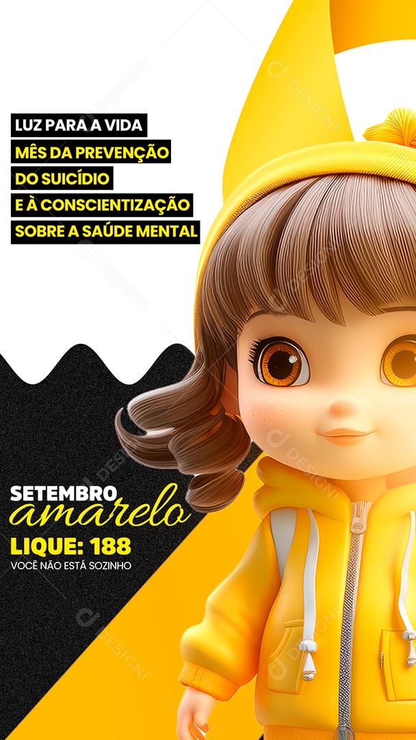 Story Setembro Amarelo Luz para a Vida Mês da Prevenção do Suicídio Social Media PSD Editável