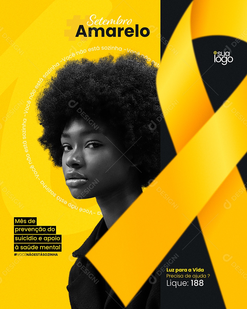 Setembro Amarelo Mês De Prevenção Ao Suicídio e Apoio à Saúde Mental Social Media PSD Editável