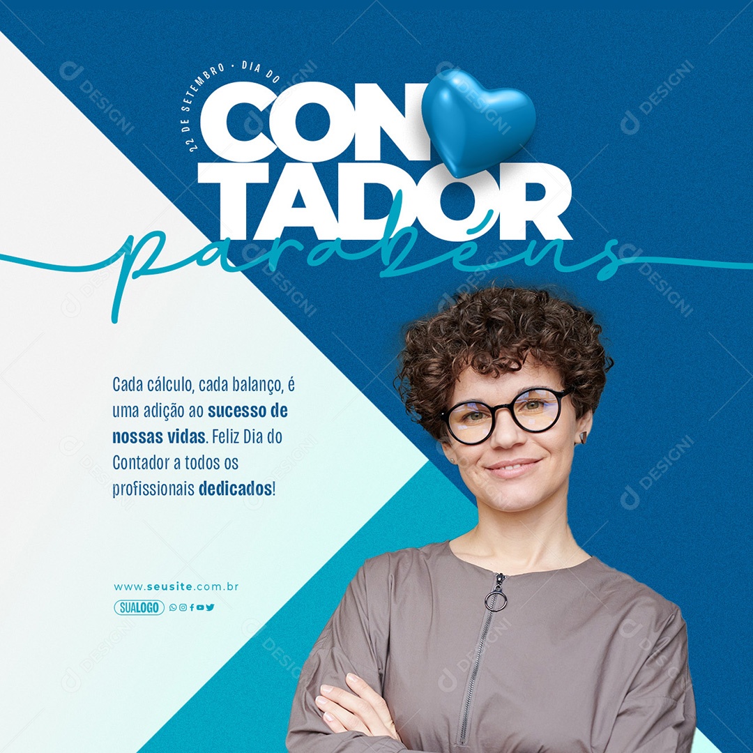 Dia do Contador 22 de Setembro cada Cálculo Balanço é uma Adição ao Sucesso de nossas Vidas Social Media PSD Editável