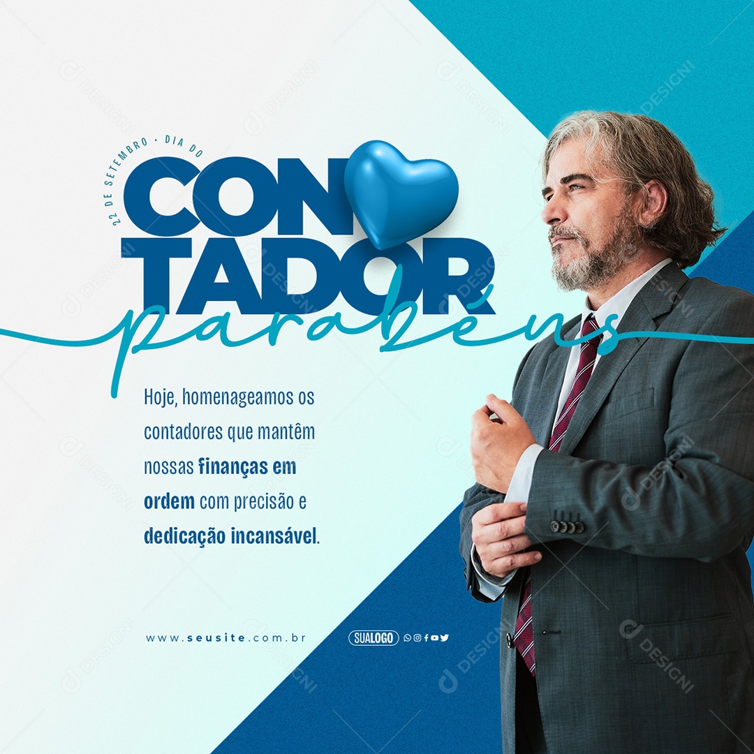 Dia do Contador 22 de Setembro Mantem nossas Finanças em Ordem com Precisão e Dedicação Incansável Social Media PSD Editável