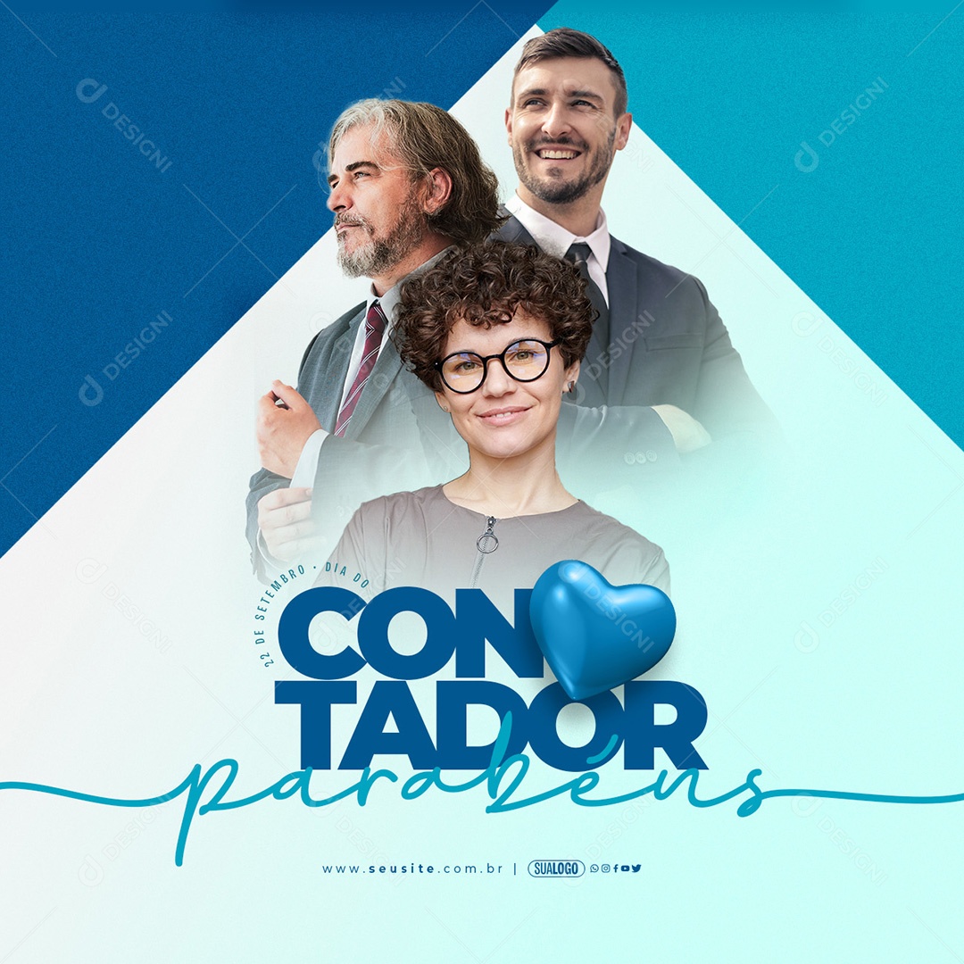 Dia do Contador 22 de Setembro Parabéns Social Media  PSD Editável