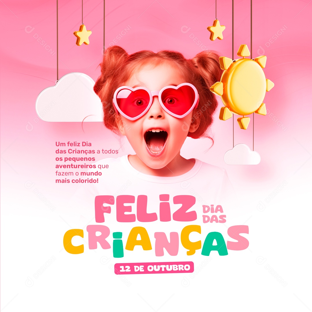 Social Media Mundo Colorido Feliz Dia Das Crianças PSD Editável