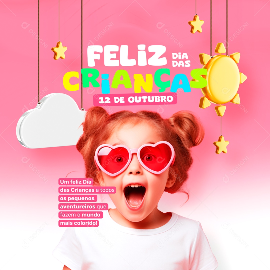 Feliz Dia Das Crianças Pequenos Aventureiros Social Media PSD Editável