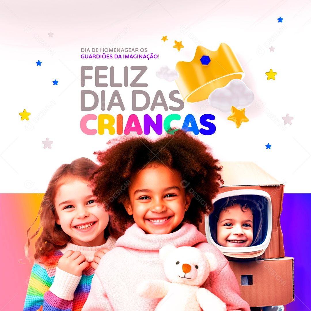 Guardiões Da Imaginação Feliz Dia Das Crianças Social Media PSD Editável