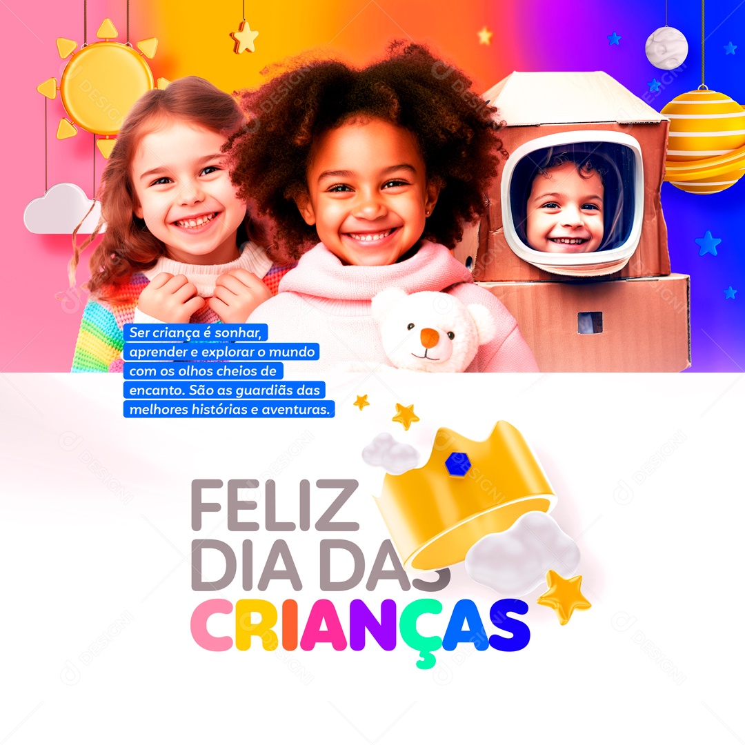Social Media Feliz Dia Das Crianças Explorar o Mundo PSD Editável