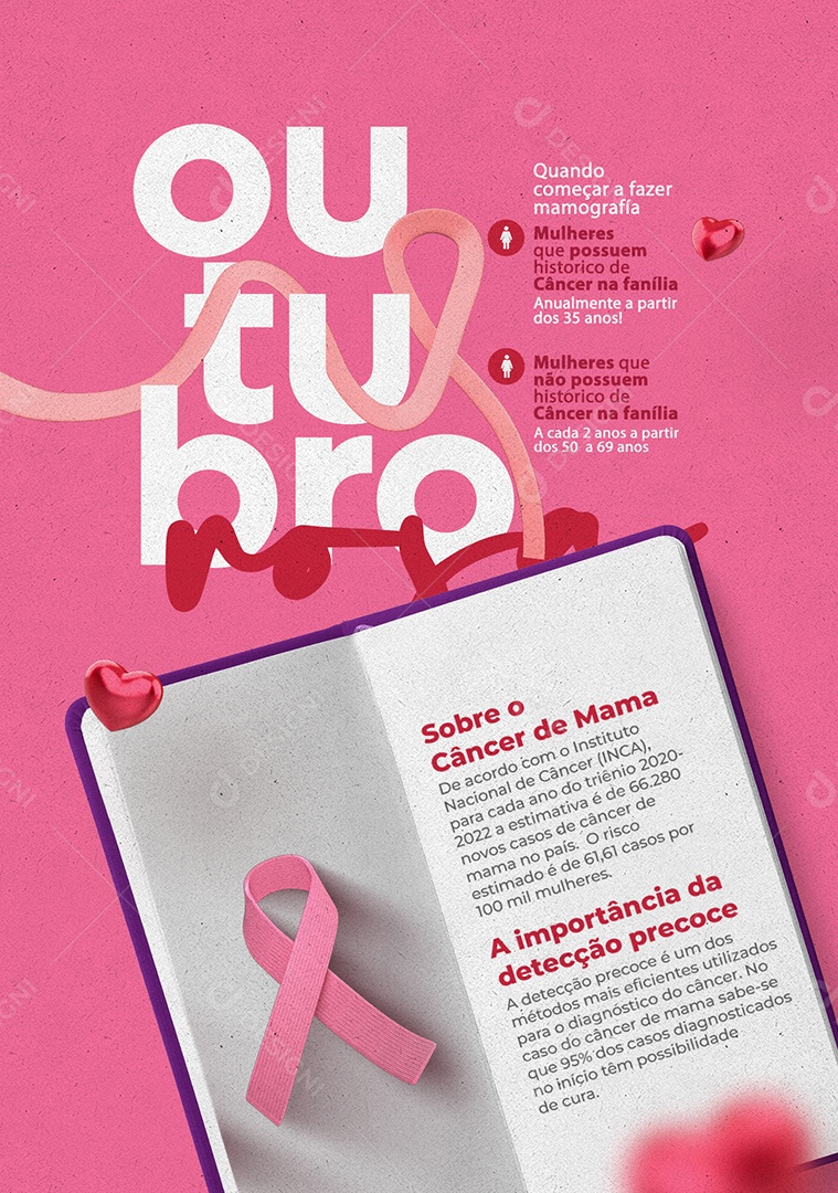 Outubro Rosa Mês de Prevenção Contra o Câncer de Mama A Importância da Detecção Precoce Social Media PSD Editável