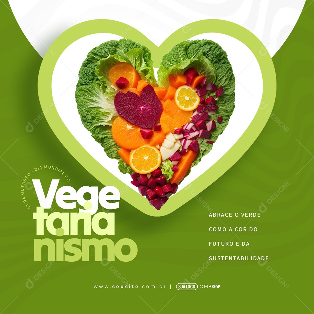 Dia Mundial do Vegetarianismo 01 de Outubro Abrace o Verde como a Cor do Futuro e da Sustentabilidade Social Media PSD Editável