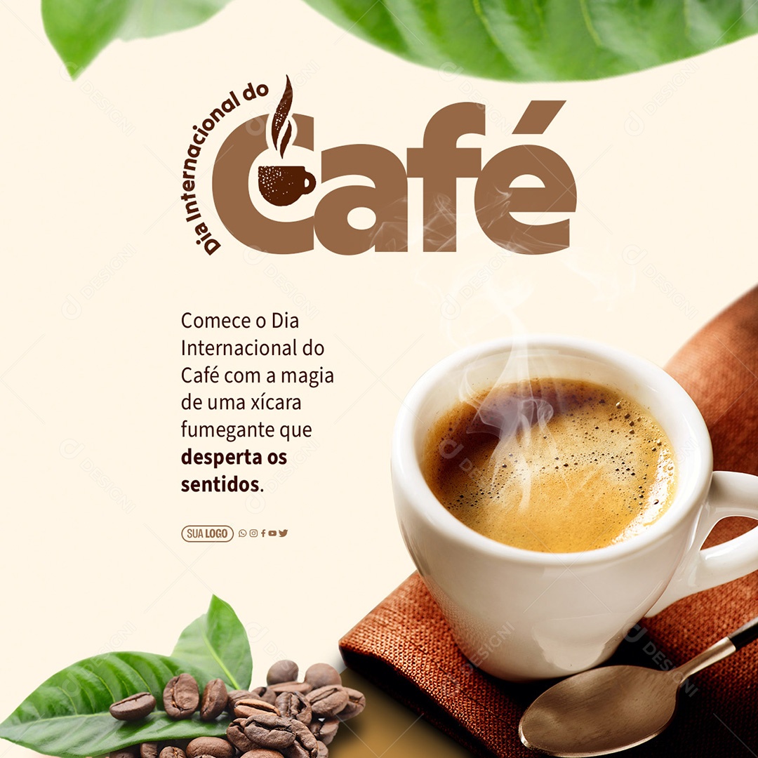 Dia Internacional do Café a Magia de uma Xícara Fumegante que Desperta o Sentido Social Media PSD Editável