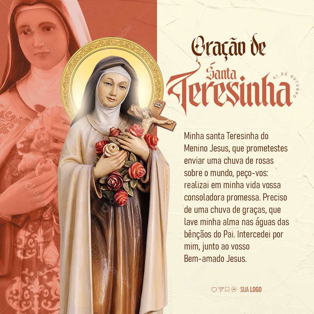 Feed Dia De Santa Teresinha Teresa 01 de Outubro Social Media PSD Editável