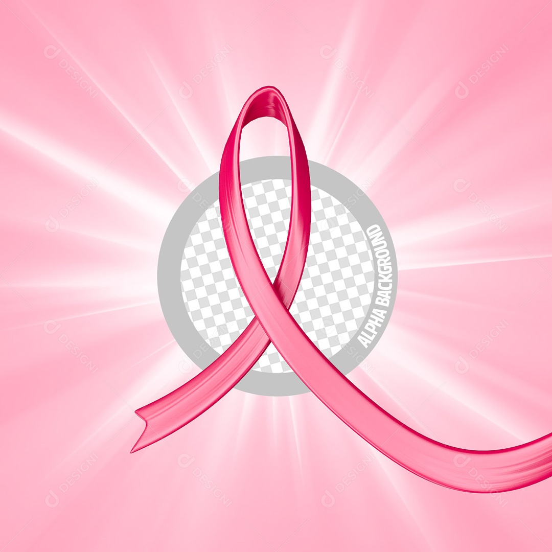 Fita Rosa Conceito Outubro Rosa Elemento 3D para Composição PSD