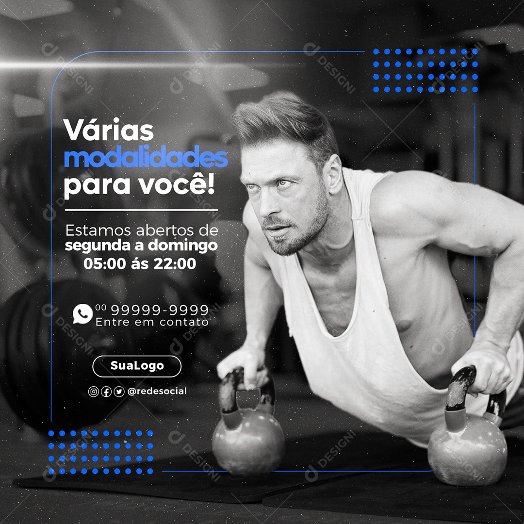 Social Media Várias Modalidades Para Você Academia PSD Editável