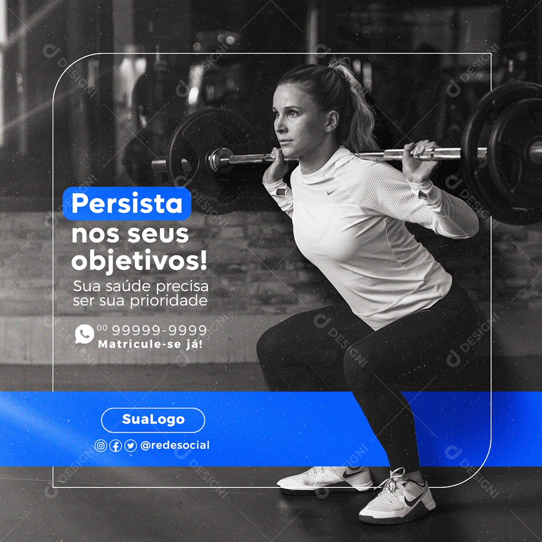 Social Media Persista Nos Seus Objetivos Academia PSD Editável