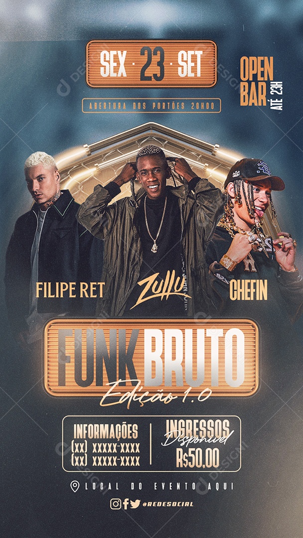 Social Media Flyer Story Funk Bruto PSD Editável