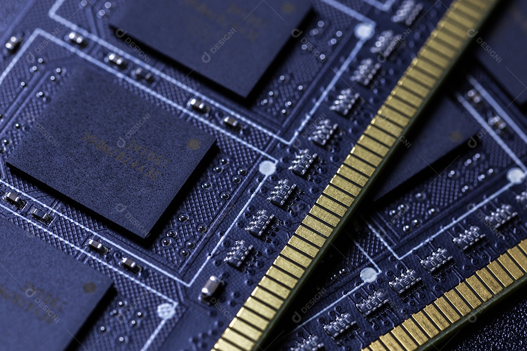 Fundo universal de memória de PC preto com foco seletivo