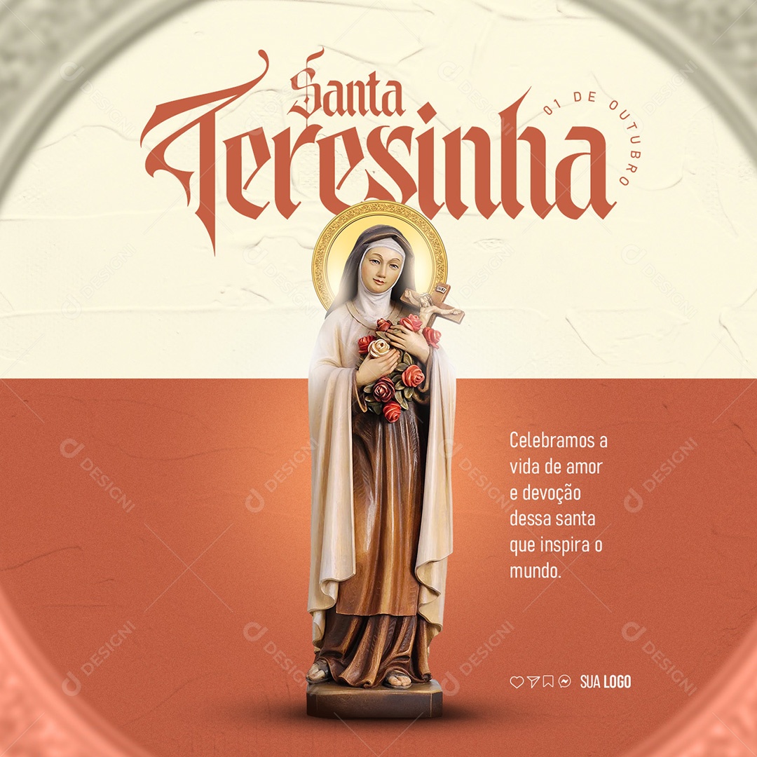 Dia De Santa Teresinha Teresa 01 de Outubro Social Media PSD Editável