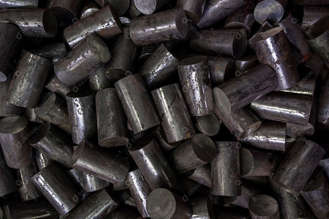 Tarugos de aço laminados a quente redondos serrados feitos de produtos longos com intersecção circular fundo industrial abstrato