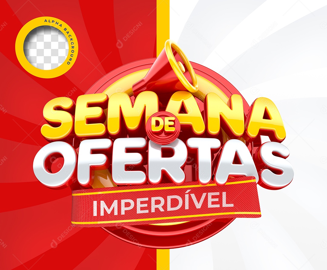 Selo 3D Semana De Ofertas Imperdível Para Composição PSD