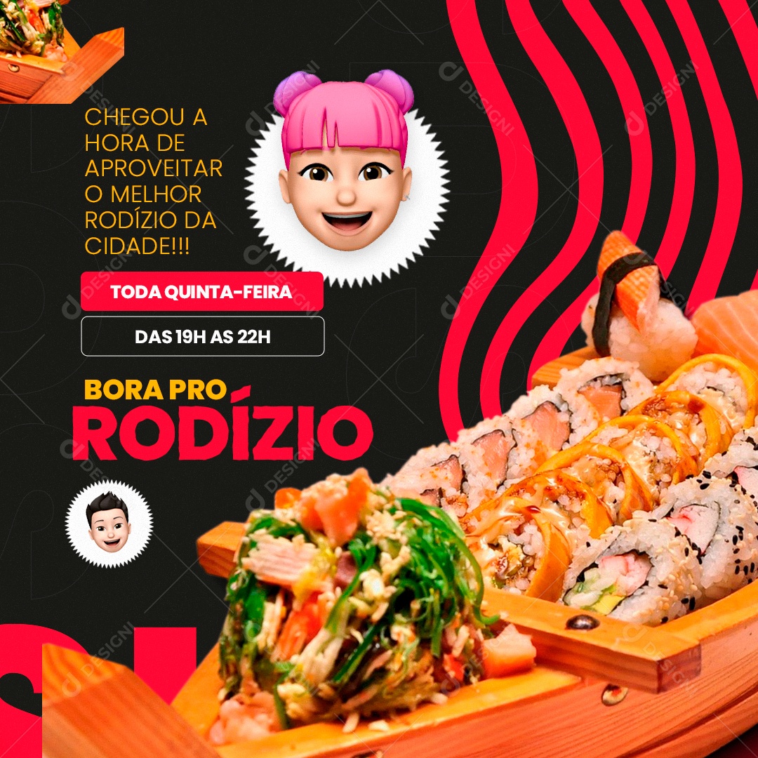 Comida Japonesa Chegou a Hora de Aproveitar o Melhor Rodízio da Cidade Social Media PSD Editável